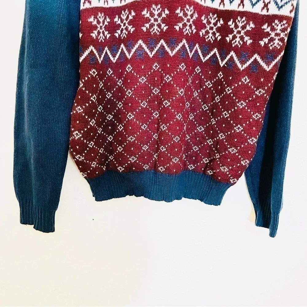 You Look Ugly Today Reindeer Fair Isle Holiday Sweater Men XL Color Red/White